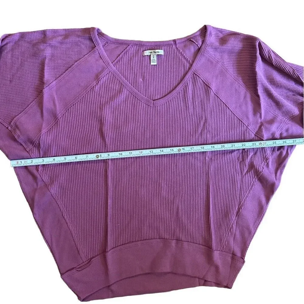 NWT Free People Thermal‎ Womens Small Mulberry Santa Clara Shirt Top V Neck